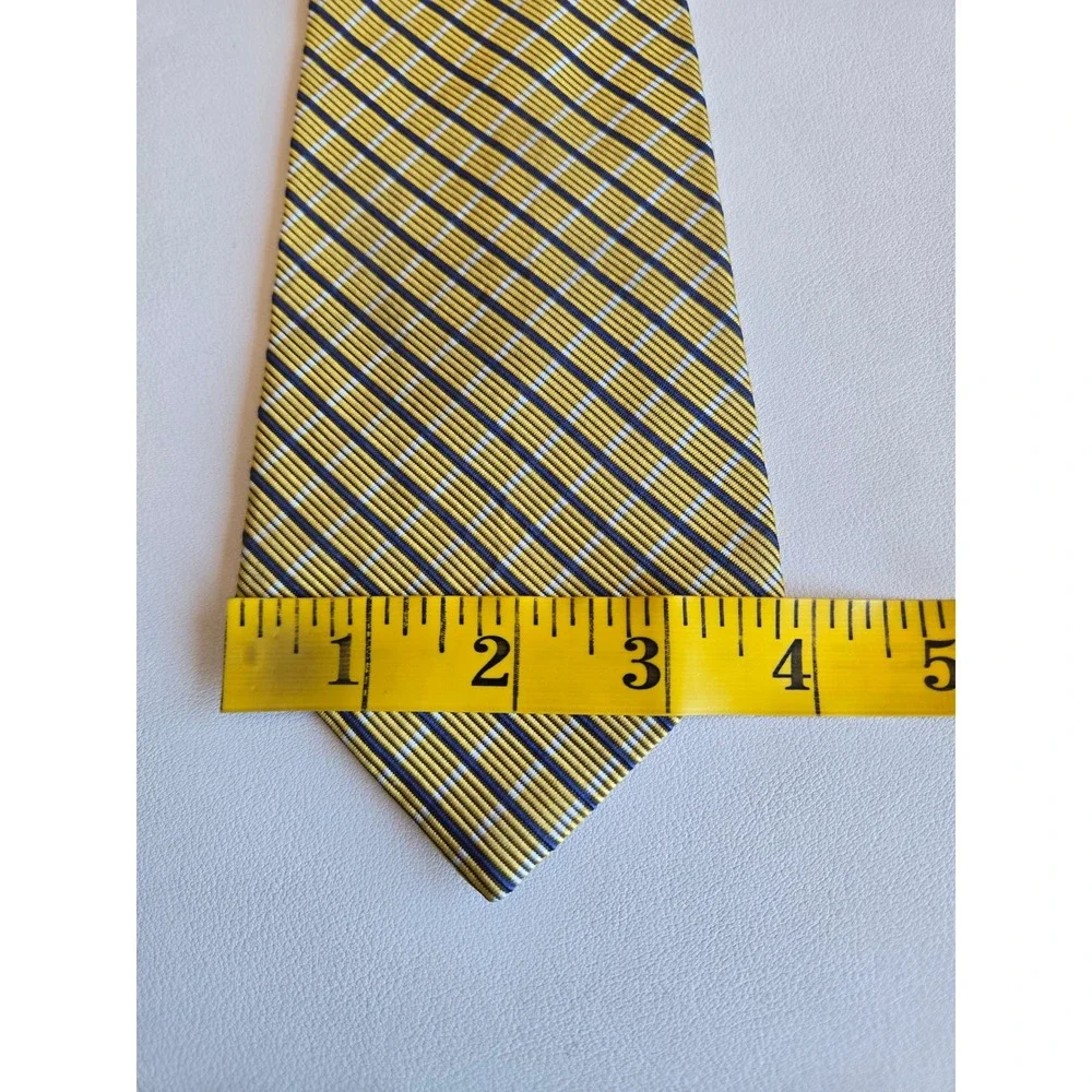 Lauren Ralph Lauren Yellow Blue Plaid Silk Blend Necktie Classic Preppy Business